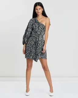 Shona Joy Parker One Shoulder Draped Mini Dress Floral Size 12 for rent on The Volte - image 1