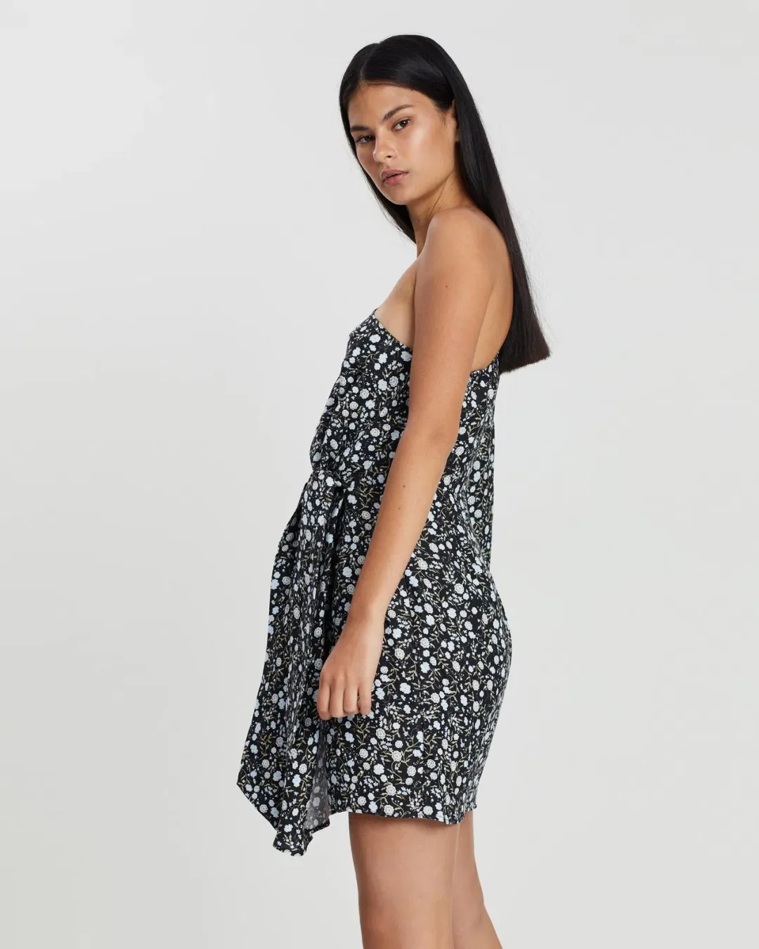 Shona Joy Parker One Shoulder Draped Mini Dress Floral Size 12 for rent on The Volte - main image