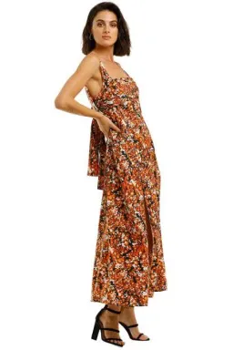 Camilla and Marc Asterid Midi Print Dress Orange Size AU 6 for rent on The Volte - image 3