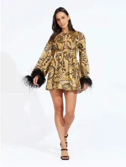 Alice McCall Feather Mini Dress Gold Dust Size AU 8 for rent on The Volte - image 3