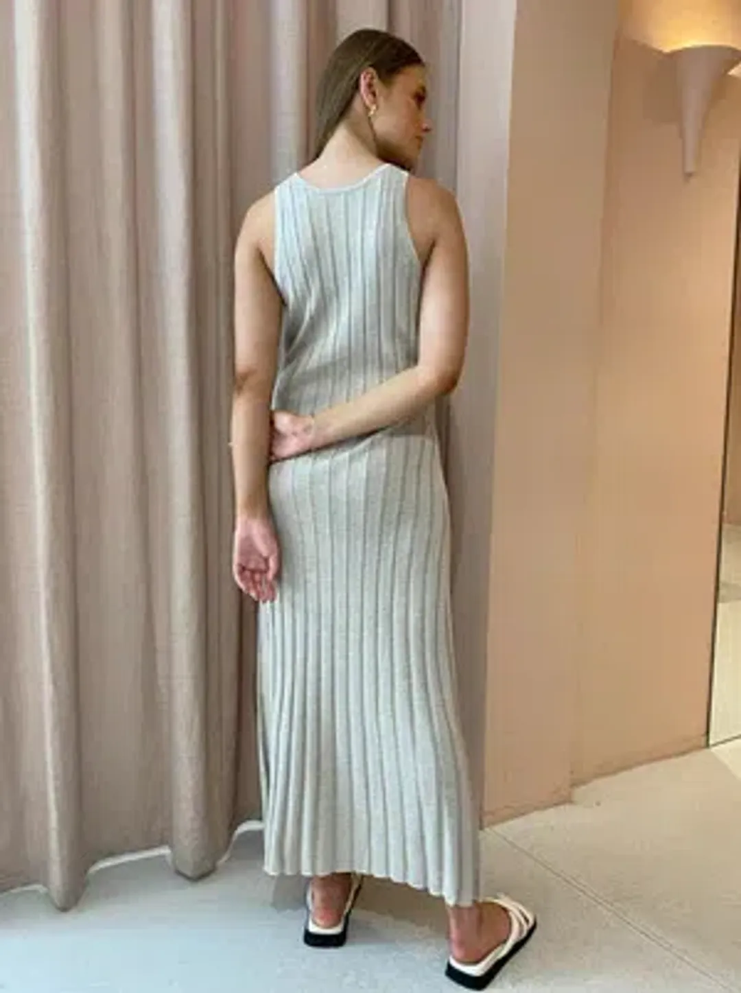 Sir the Label Isobel V Neck Dress Beige Size 2 / AU 10 for rent on The Volte - main image