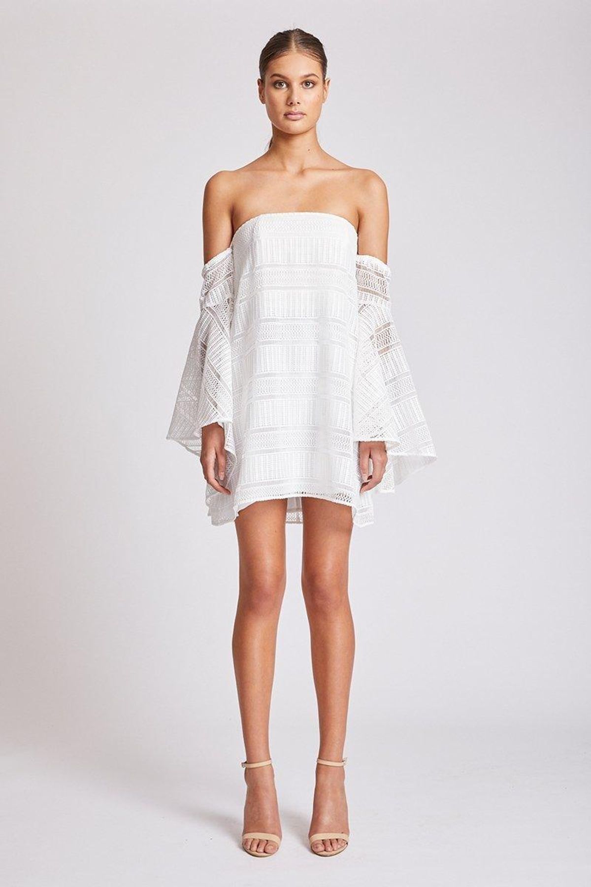 SHONA JOY ARUBA FLARED SLEEVE SHIFT DRESS - IVORY  for rent on The Volte - main image