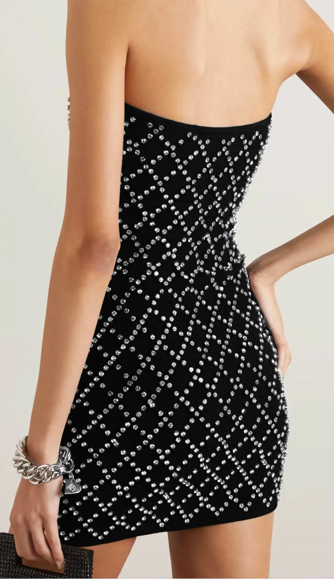 Retrofête Felicity Strapless Embellished Shirred Chiffon Mini Dress Black Size AU 10 for rent on The Volte - main image