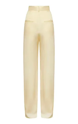 Michael Lo Sordo Relaxed Silk Boy Pant Pale Yellow Size AU 8 for rent on The Volte - image 4