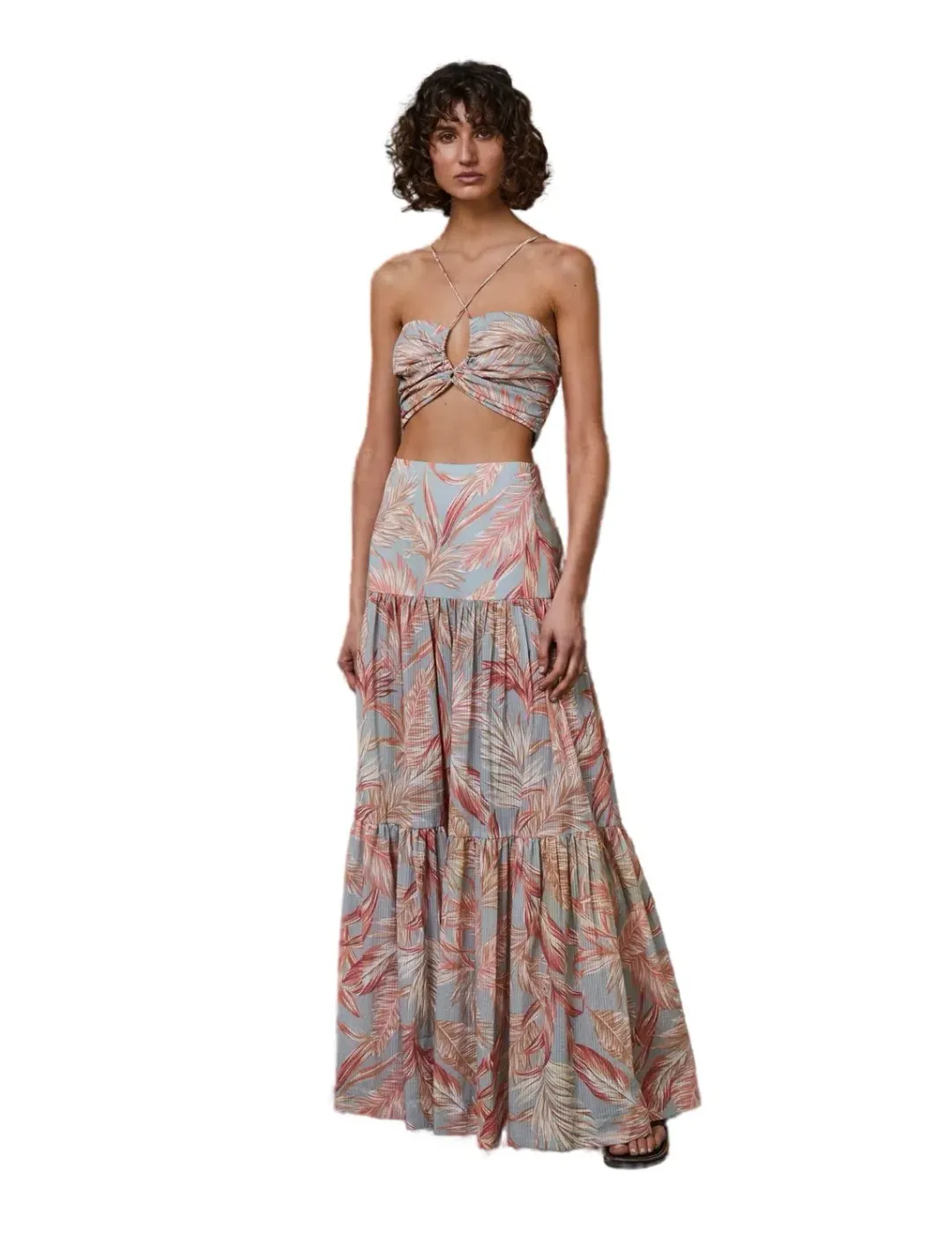Bec & Bridge Miami Palm Skirt and Top Pink Set Size AU 6  for rent on The Volte - main image