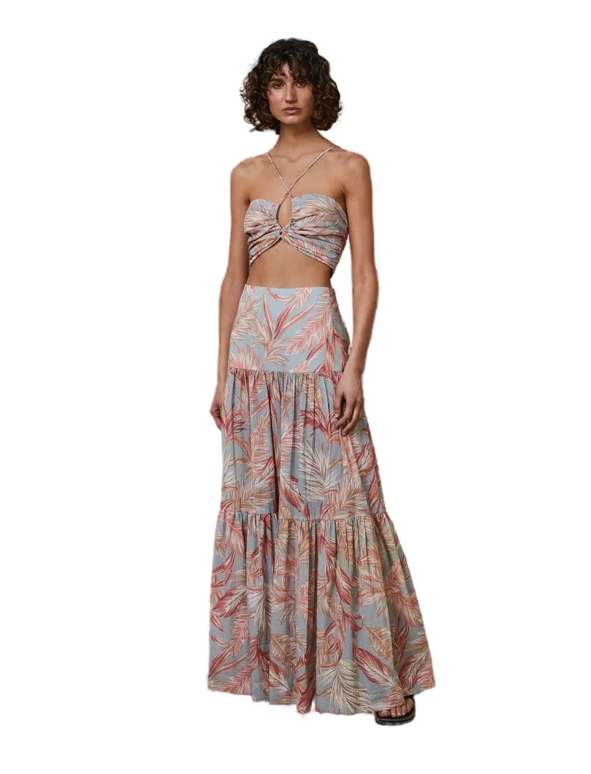 Bec & Bridge Miami Palm Skirt and Top Pink Set Size AU 6  for rent on The Volte - main image