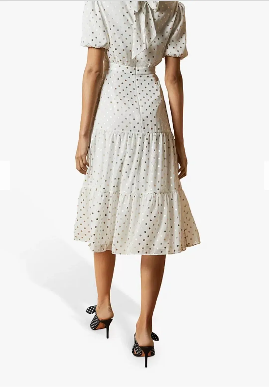  Ted Baker Mariani Spot MIDI Dress Ivory In Size 2/AU 10 for rent on The Volte - main image