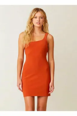 Bec & Bridge One Shoulder Mini Dress In Rust Size 8  for rent on The Volte - image 1