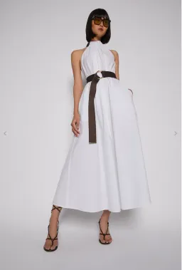 Scanlan Theodore Cotton Strapping Halter Neck Dress White Size 6 for rent on The Volte - image 1