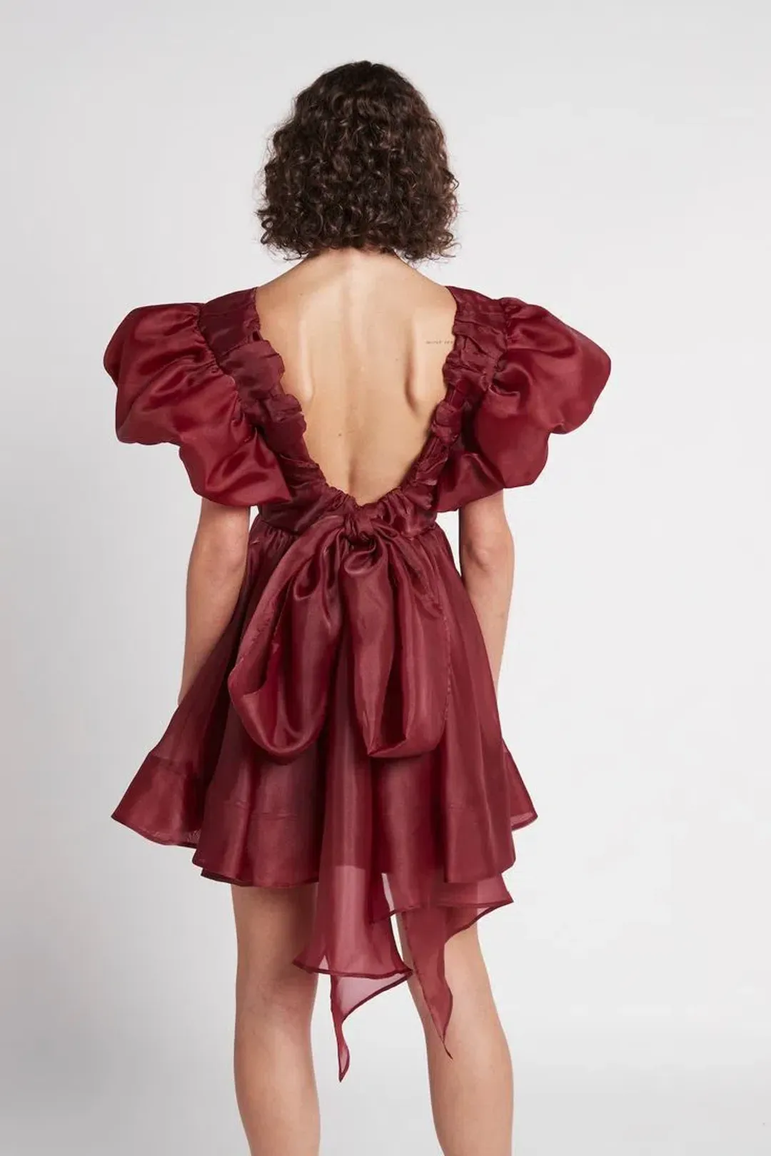 Aje Gretta Organza Mini Dress Burgundy Size 8  for rent on The Volte - main image