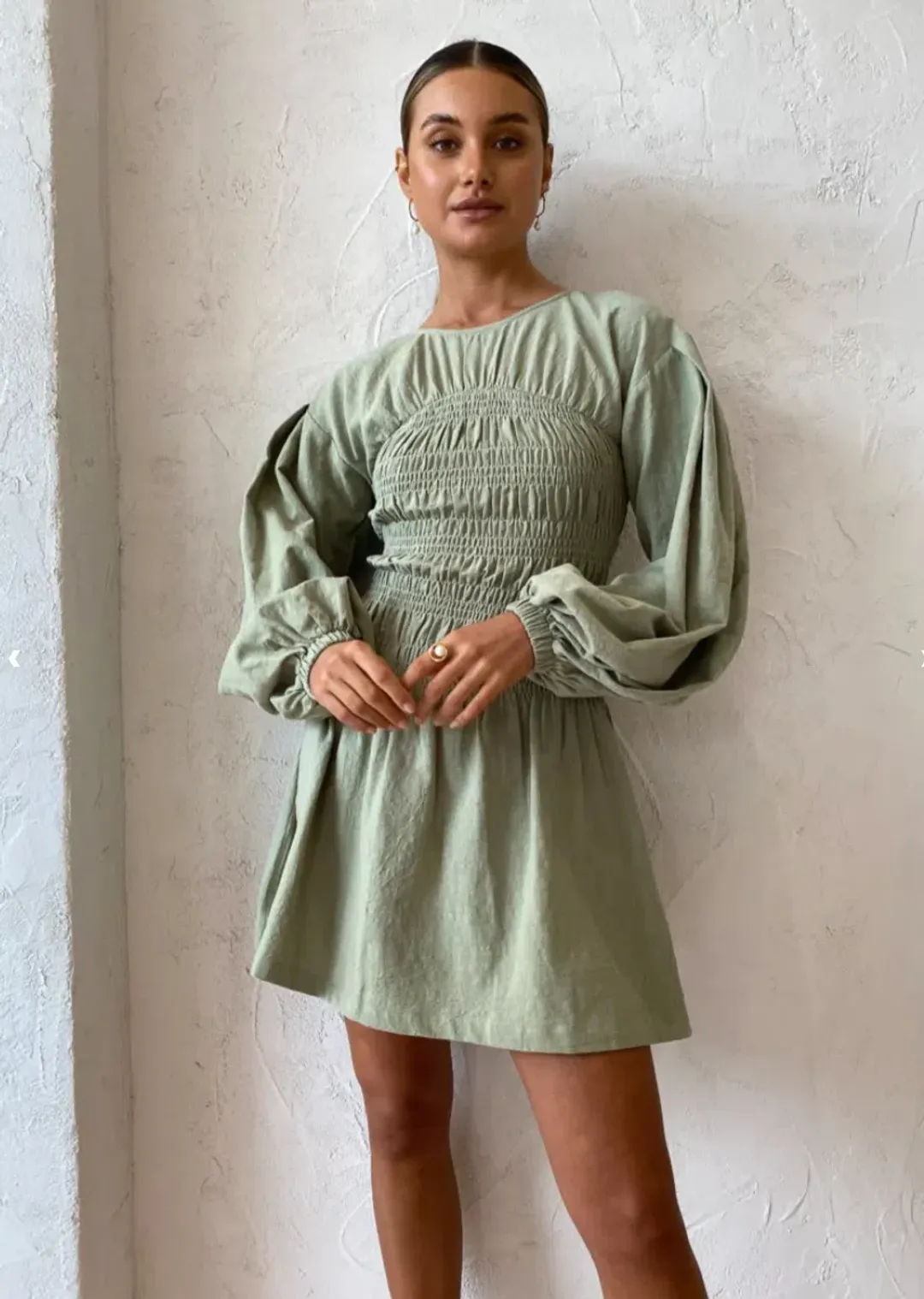 Sovere Heather Mini Dress  Avocado Size 12 for rent on The Volte - main image
