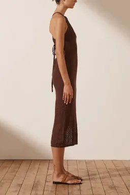 Shona Joy Calypso Crochet Open Back Midi Dress Brown Size S / Au 8 for rent on The Volte - image 3