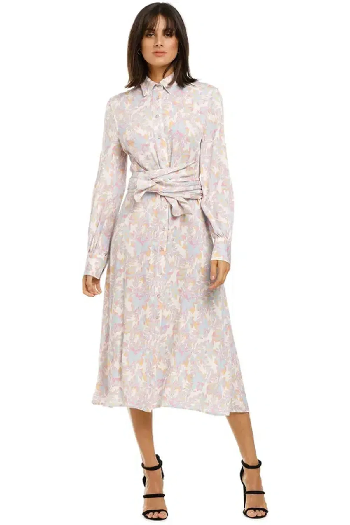 Rebecca Vallance Fleur Midi Shirt Dress in Floral Print Size 10 for rent on The Volte - main image
