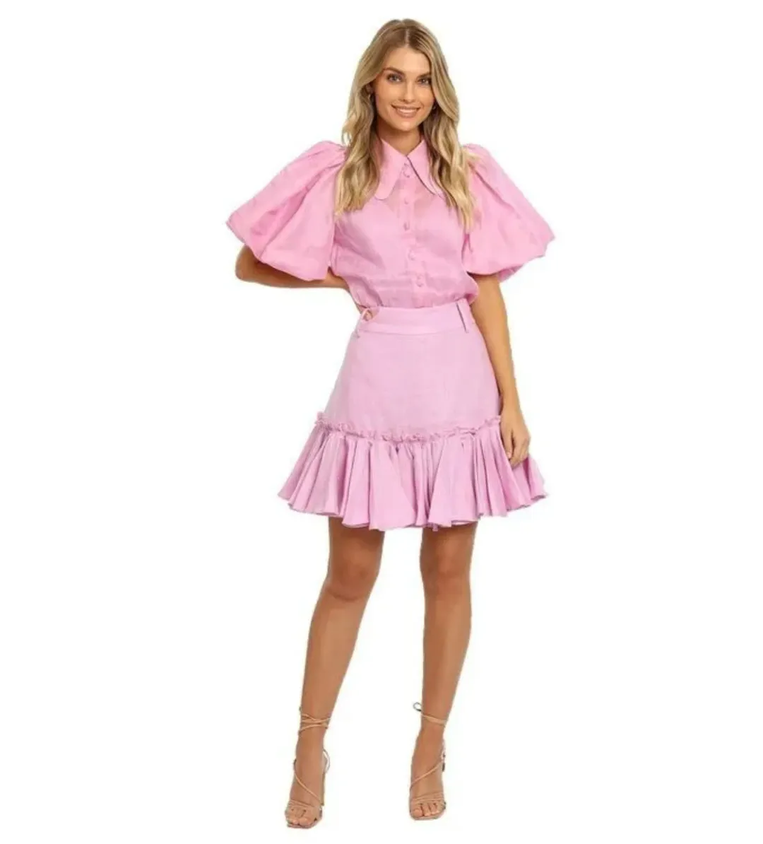 Leo Lin Dressage Blouse And Skirt Set in Orchid Pink Size 10 for rent on The Volte - main image