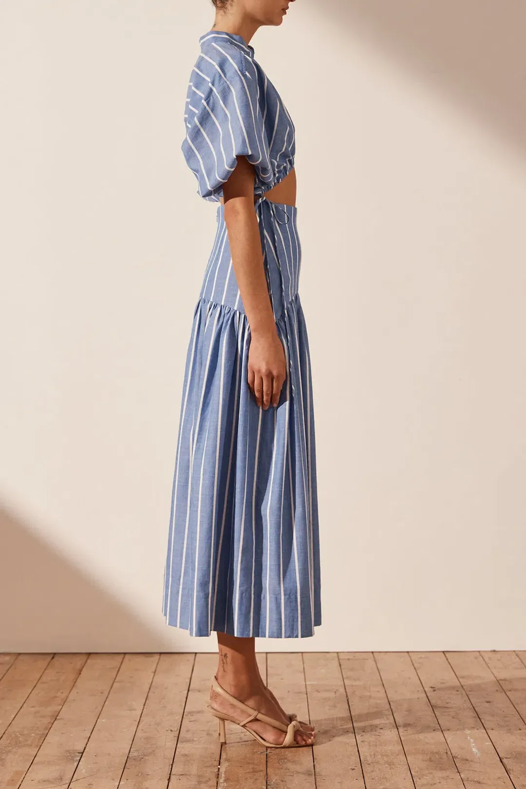 Shona Joy Deconstructed Kimberly Midi Chambray Blue Size 8 for rent on The Volte - main image