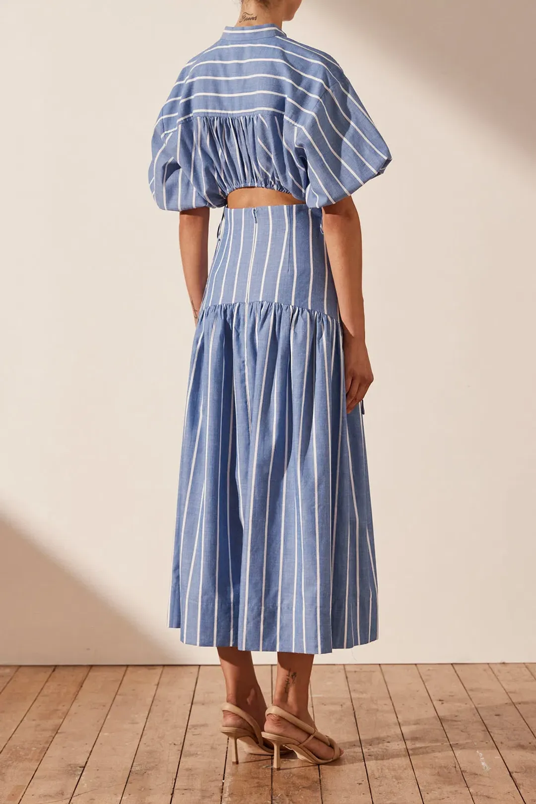 Shona Joy Deconstructed Kimberly Midi Chambray Blue Size 8 for rent on The Volte - main image