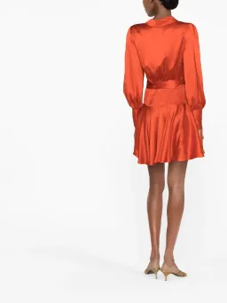 Zimmermann Silk-Satin Mini Wrap Dress Red Size 1 / AU 10 for rent on The Volte - image 2