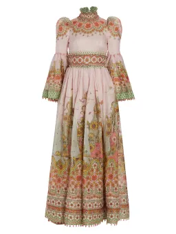 Zimmermann Kaleidoscope Kaleidoscope Bell-Sleeve Gown Leo Zodiac Print Size 0/Au 8  for rent on The Volte - image 4