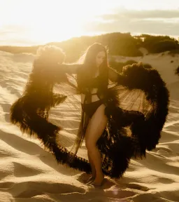 Gigi Tulle Robe in Black One Size for rent on The Volte - image 9