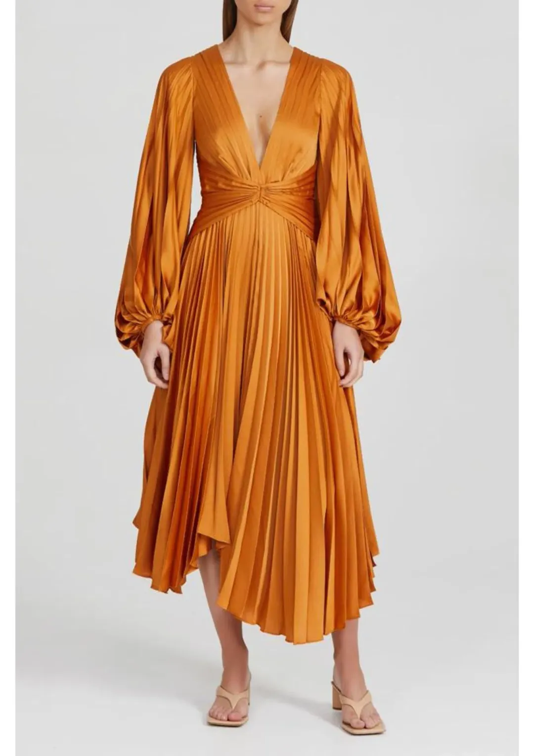Acler Palms Midi Dress Turmeric Size 8 for rent on The Volte - main image