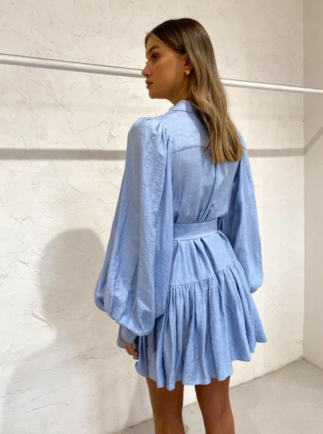 Acler Sherwood Mini Dress Blue Size AU 10 for rent on The Volte - main image