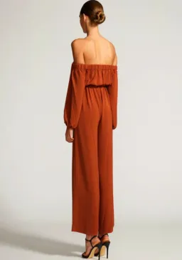 Shona Joy Off The Shoulder Jumpsuit Rust  Size 8 for rent on The Volte - image 3
