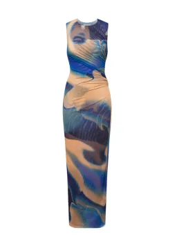 Scanlan Theodore Italian Watercolour Print Dress Blue Size 8 / S for rent on The Volte - image 5