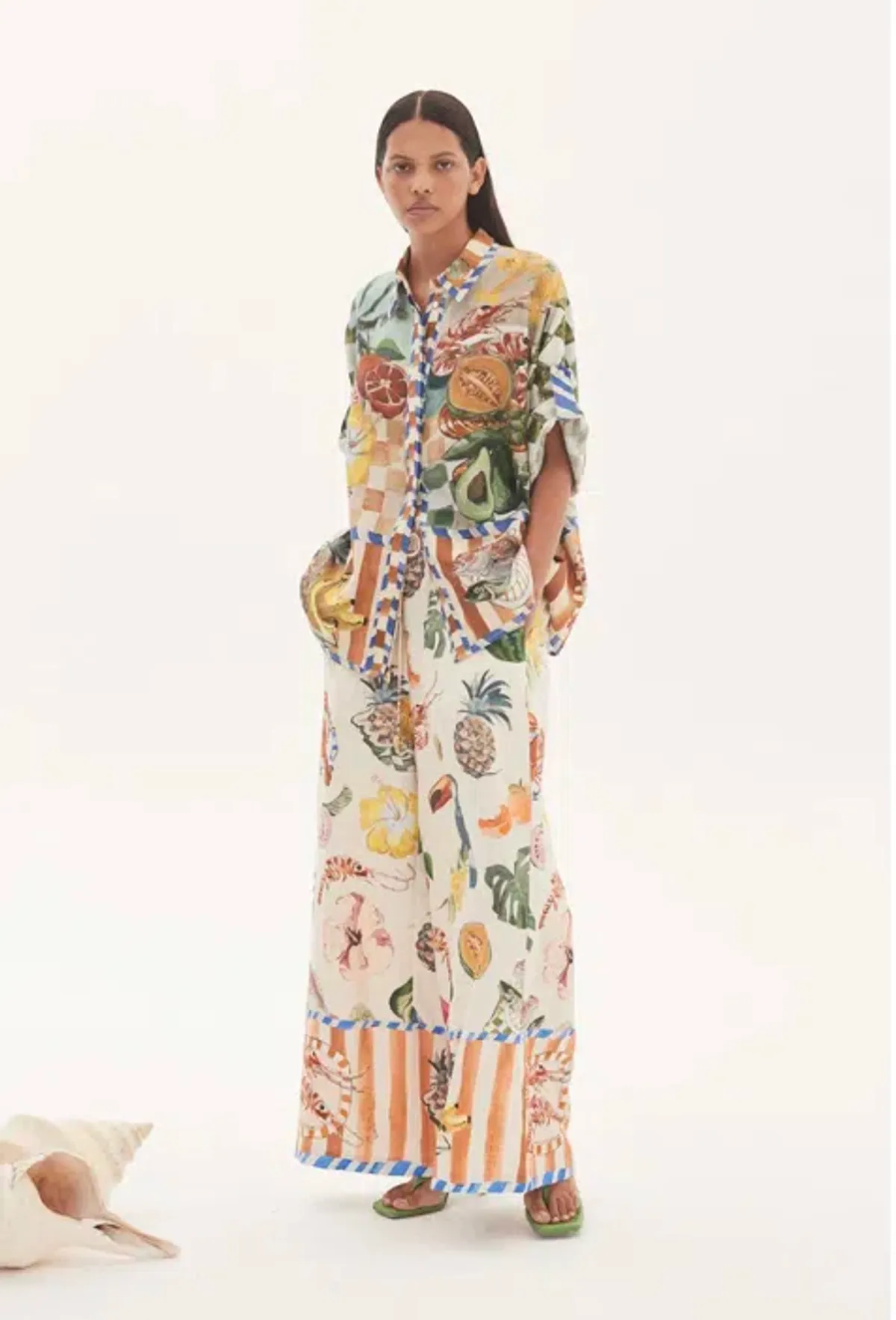 Alemais Theo Oversized Shirt Multi Coloured Size 10 for rent on The Volte - main image