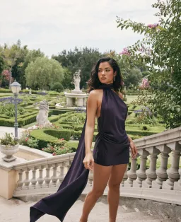 House Of CB Aida Asymmetrical Wrap Neck Dress Night Shade Size S / Au 8 for rent on The Volte - image 5