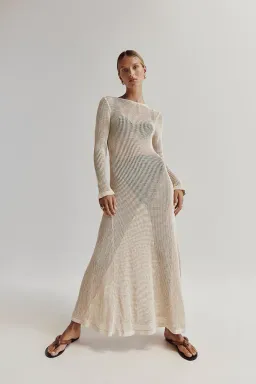 DISSH Ophelia Long Sleeve Crochet Maxi Dress Natural Size 10 / M for rent on The Volte - image 7