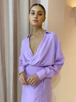 Sovere Encore Mini Shirt Dress Frosted Lilac Size M / Au 10 for rent on The Volte - image 2