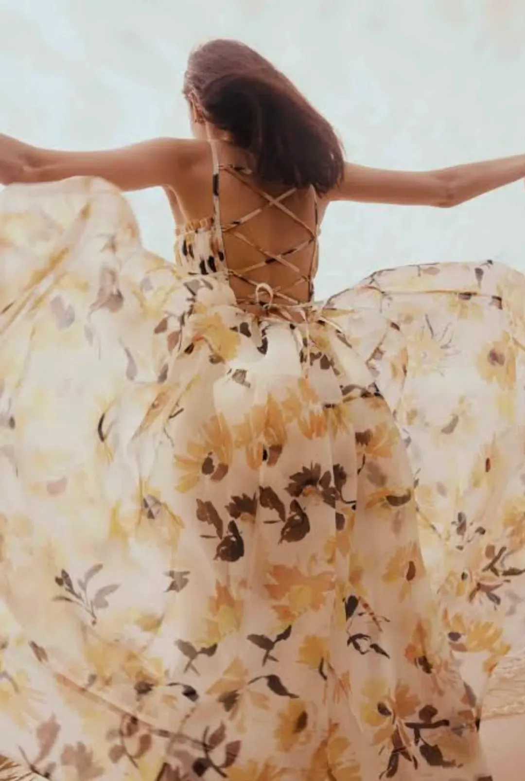 Aje Botanica Cross Back Midi Dress Sunflowers Size 6 / XS for rent on The Volte - main image