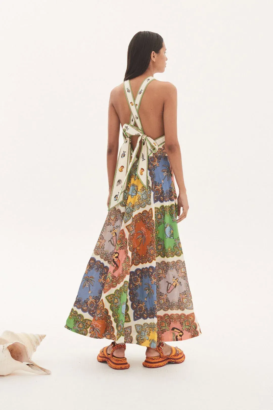 Alemais Trippy Troppo Halter Midi Dress Multi Size 8 for rent on The Volte - main image