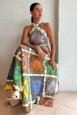 Alemais Trippy Troppo Halter Midi Dress Multi Size 12 for rent on The Volte - image 2