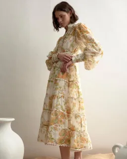 Alemais Songbird Tiered Midi Dress Citrus Size 8 for rent on The Volte - image 4