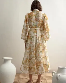 Alemais Songbird Tiered Midi Dress Citrus Size 8 for rent on The Volte - image 3