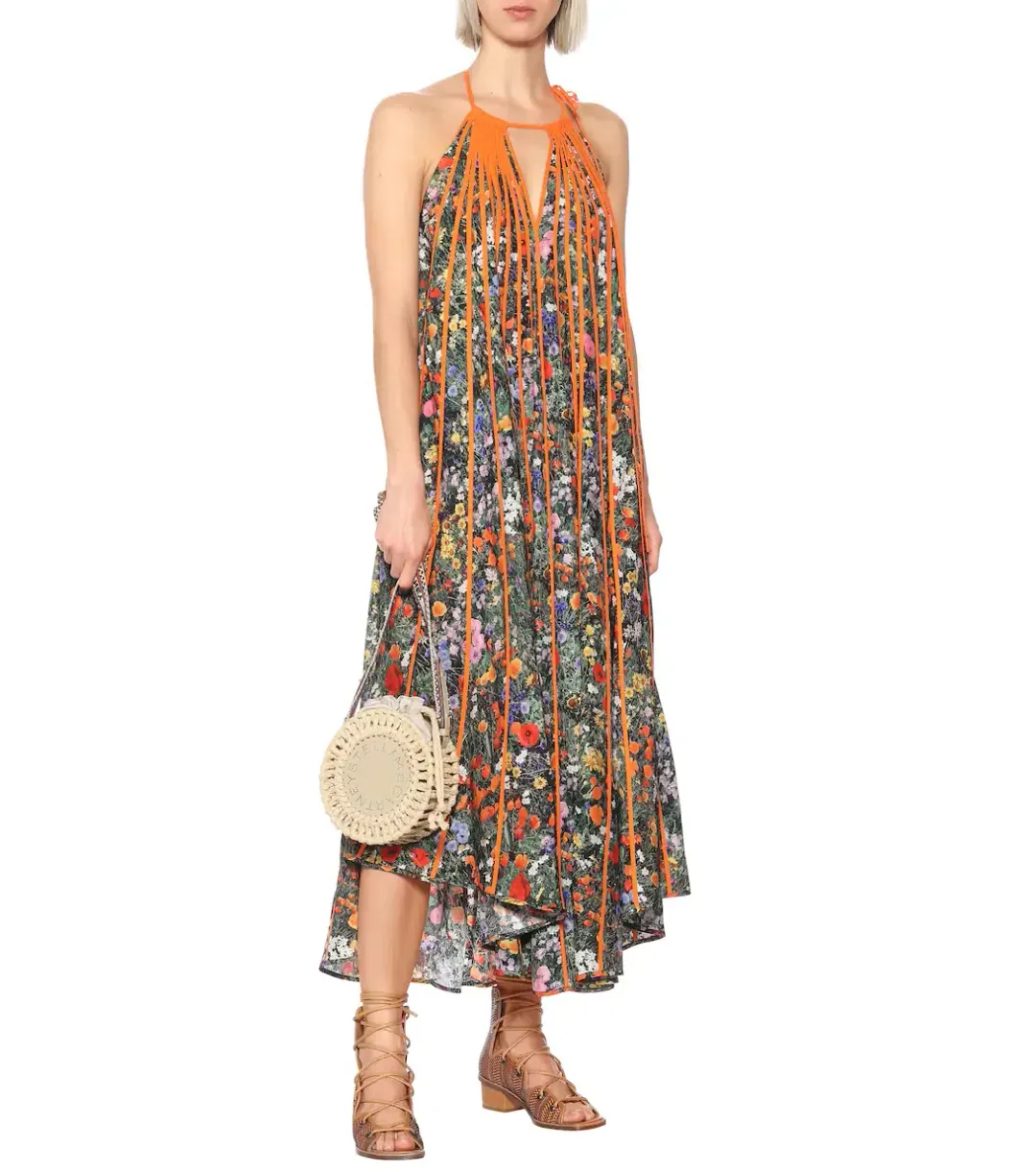 Stella McCartney Klara Floral Pleated Silk Maxi Dress Multi Size 8 for rent on The Volte - main image