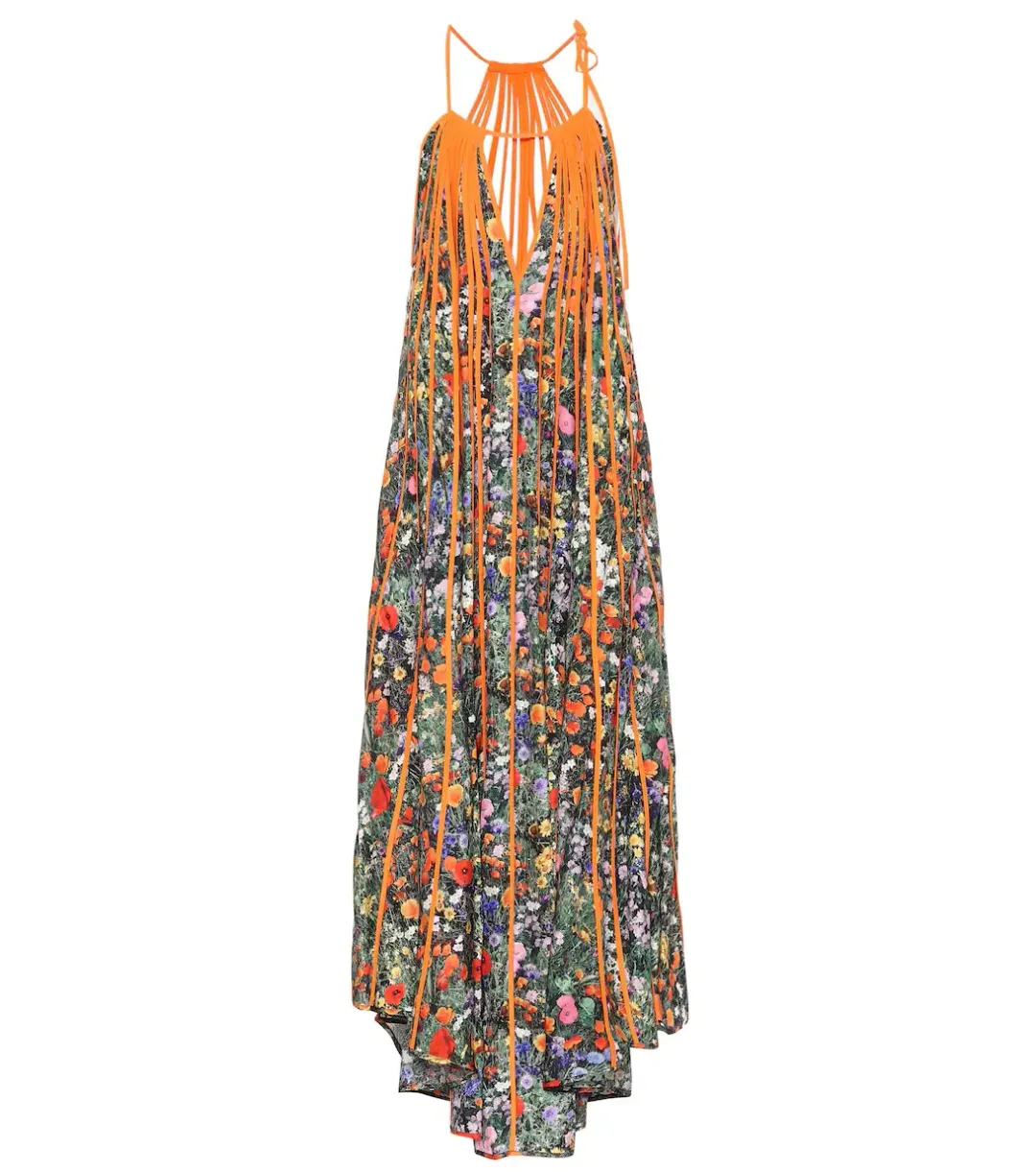 Stella McCartney Klara Floral Pleated Silk Maxi Dress Multi Size 8 for rent on The Volte - main image