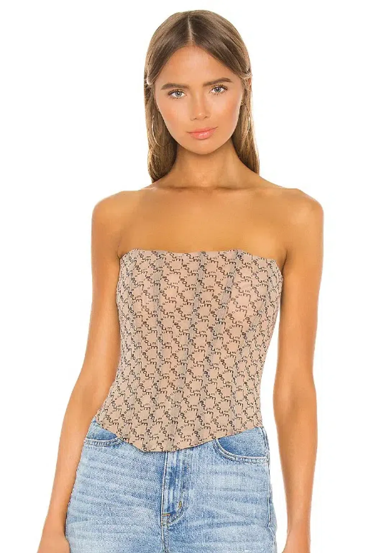 Miaou Peri Corset Nude Monogram Size 10 for rent on The Volte - main image