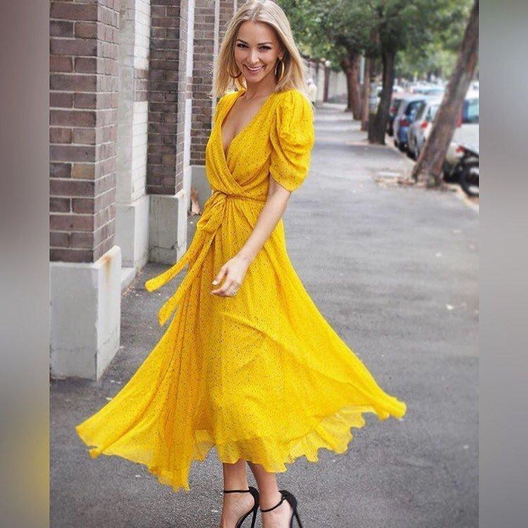 Bec & Bridge Hibiscus Golden yellow midi size 8 for rent on The Volte - main image