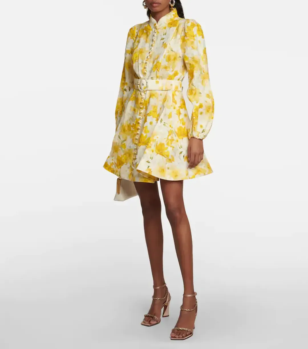 Zimmermann Wonderland Belted Mini Dress Daffodil Floral Print Size 1 / Au 10 for rent on The Volte - main image