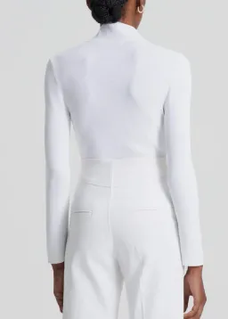 Scanlan Theodore Crepe Knit Button Polo in White Size 12 / L for rent on The Volte - image 5