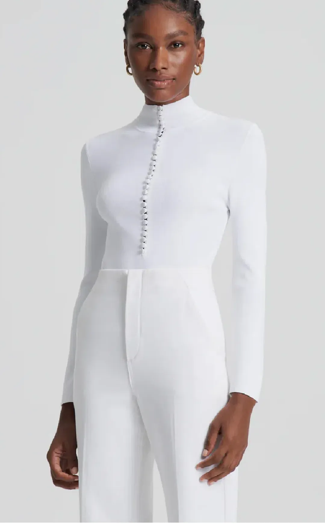 Scanlan Theodore Crepe Knit Button Polo in White Size 12 / L for rent on The Volte - main image