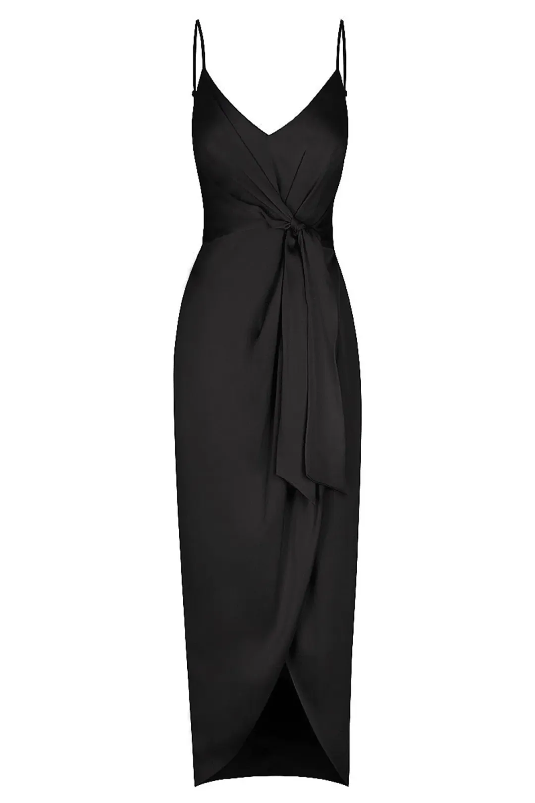 Shona Joy Luxe Tie Front Cocktail Dress Onyx Size 8 for rent on The Volte - main image