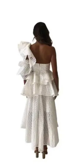 THURLEY Marion Ruffle Dress - White - Size 8 for rent on The Volte - image 3