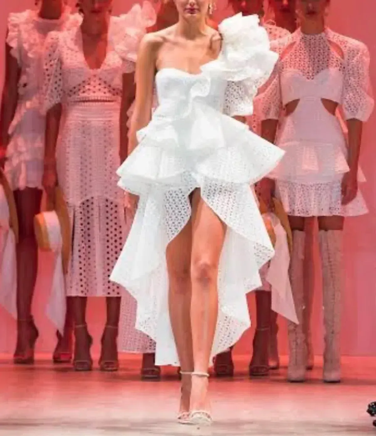 THURLEY Marion Ruffle Dress - White - Size 8 for rent on The Volte - main image