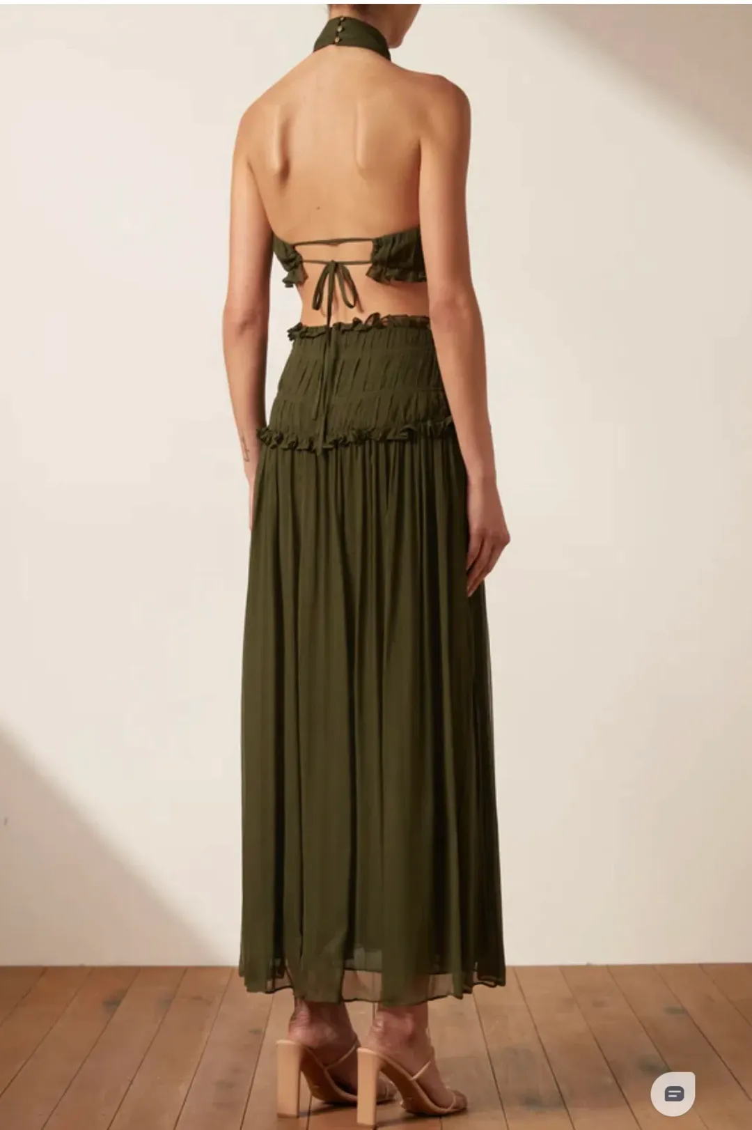 Shona Joy Safira Midi Dress Green Size AU 8 for rent on The Volte - main image