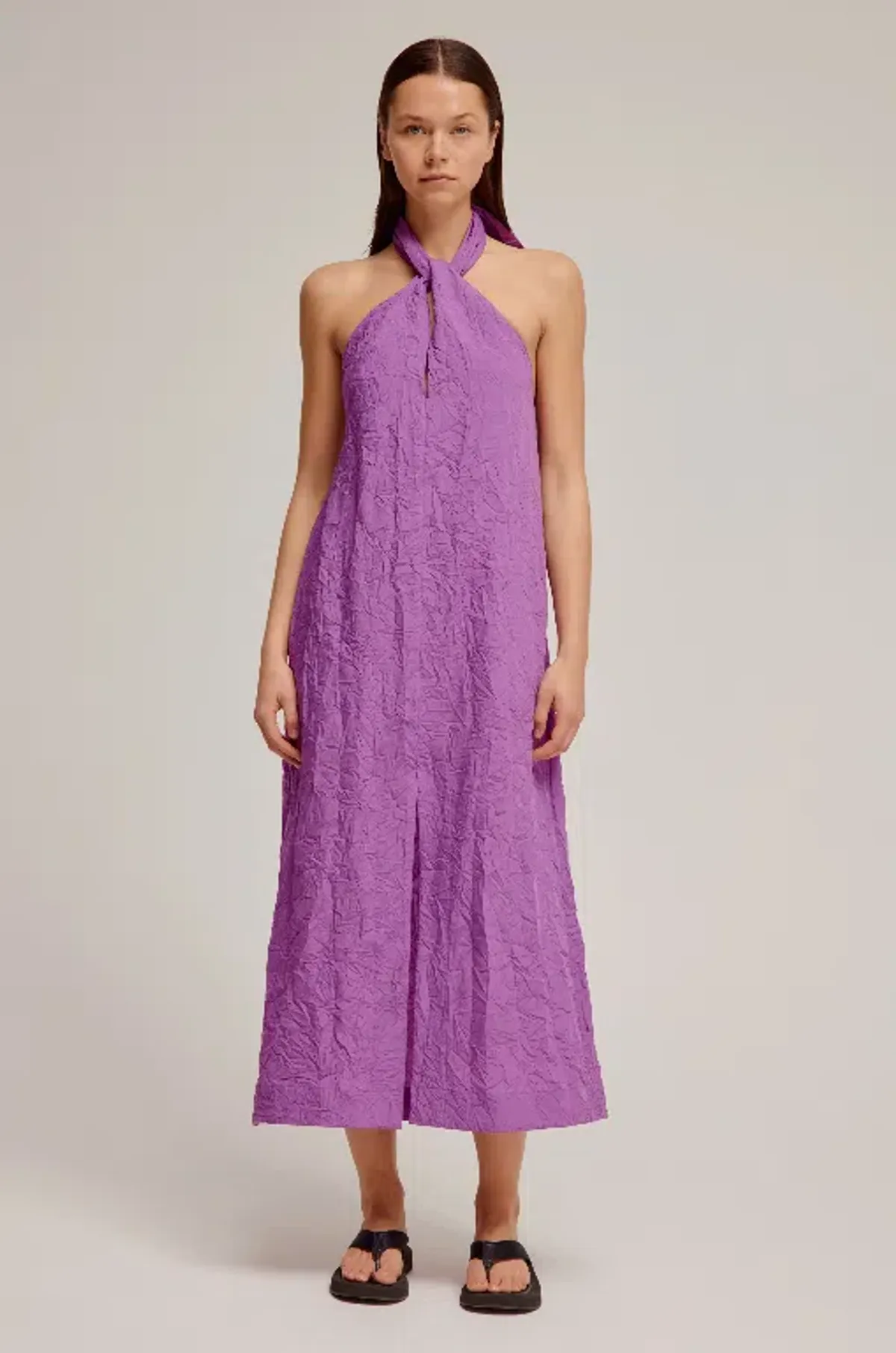 Venroy Crushed Halter Dress Purple Size AU 10 for rent on The Volte - main image