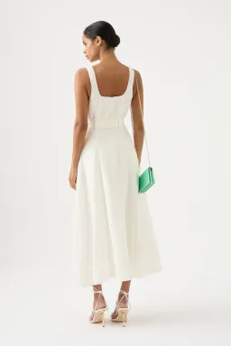 Aje Clay Belted Midi Dress White Size 12 for rent on The Volte - image 3