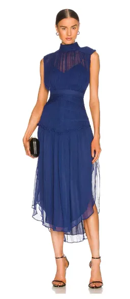 Shona Joy Safira Blue Pleated Chiffon Dress Blue Size 12 for rent on The Volte - image 1